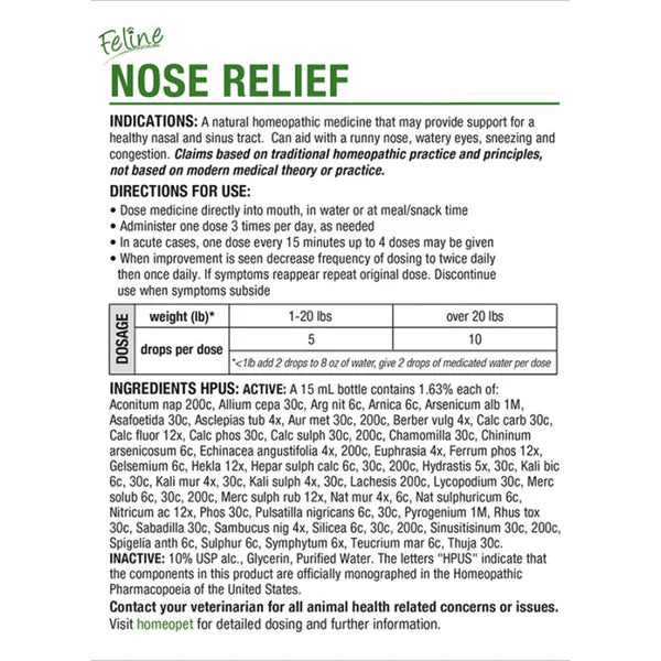 Feline Homeopathic Nose Relief Drops for Cats