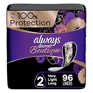 Always Discreet Boutique Incontinence Liners  Very Light Absorbency  Long Length  96 Ct