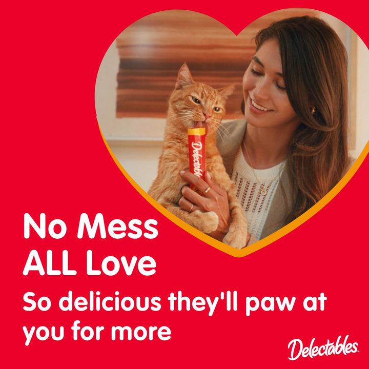 Delectables Squeeze Up Creamy Squeezable Puree, Lickable Wet Cat Treats, Grain Free, No Added Fillers, No By-Products, No Added Preservatives, 0.5 Ounces Tuna & Shrimp, 32 Tubes Total