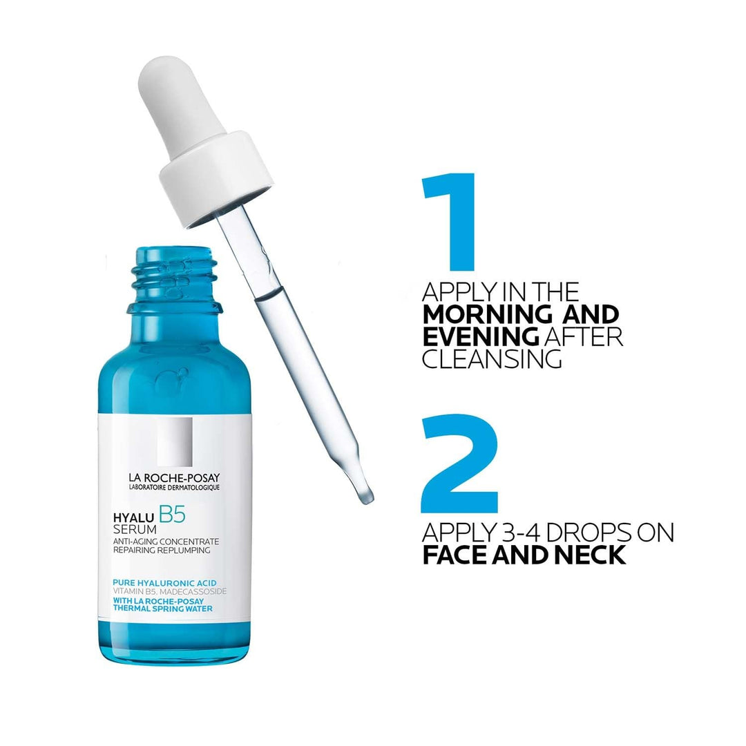 La Roche-Posay Hyalu B5 Pure Hyaluronic Acid Serum for Face | Vitamin B5 + Hyaluronic Acid + Madecassoside | Hydrating Serum Visibly Plumps Skin | Sensitive Skin Safe | Anti Aging Serum | Oil-Free