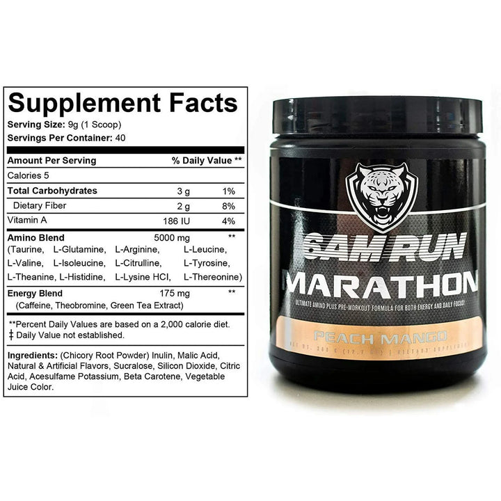 Marathon Peach Mango Energy Drink – 12 Essential Amino Acids