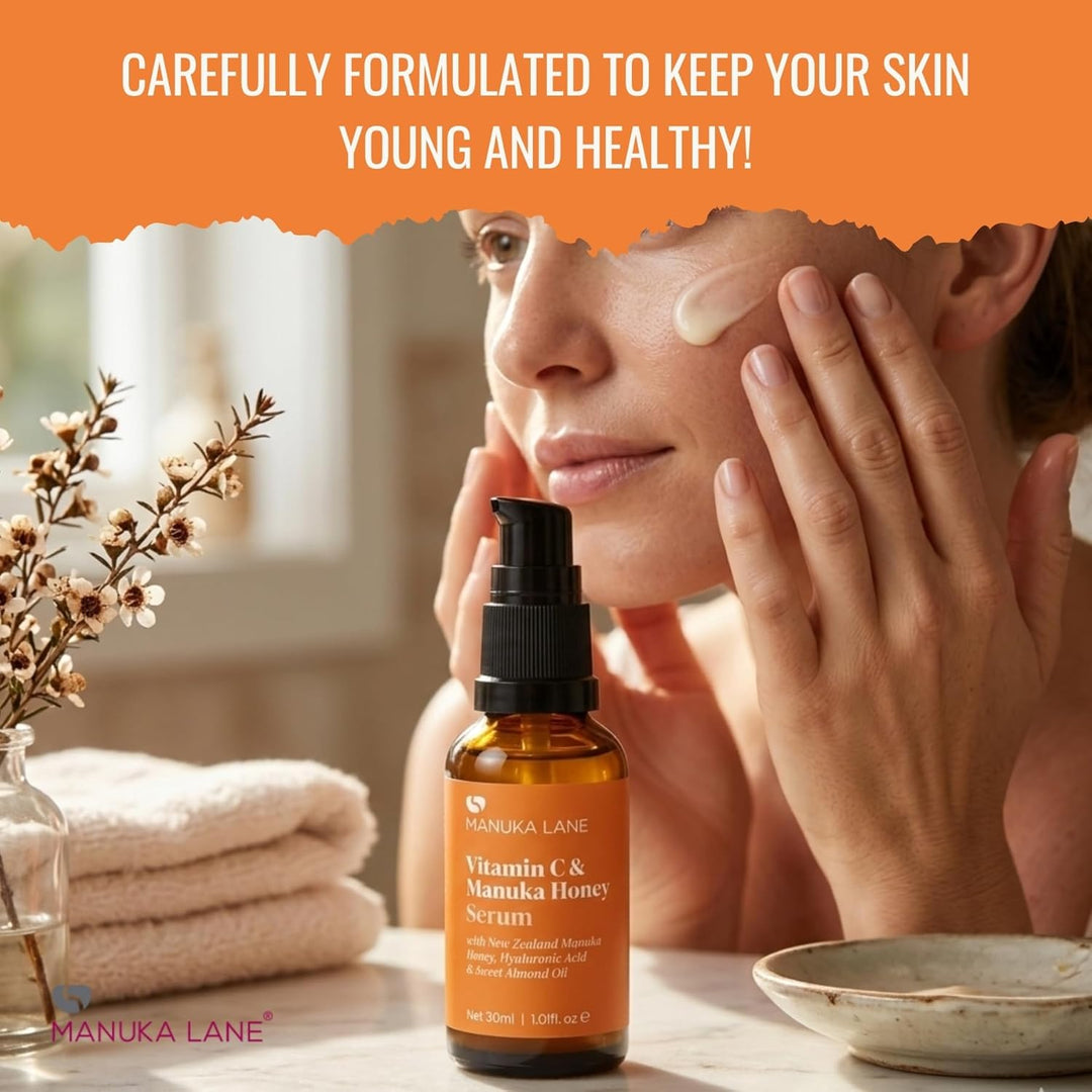 Vitamin C Serum with Hyaluronic Acid - Manuka Honey & Sweet Almond Oil