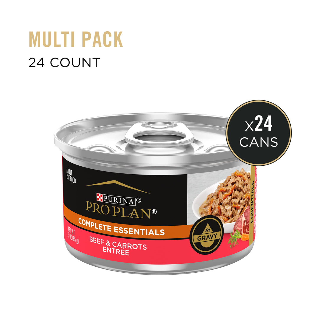 Purina Pro Plan High Protein Cat Food Wet Gravy, Beef and Carrots Entree - (Pack of 24) 3 oz. Pull-Top Cans