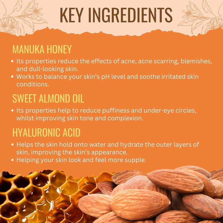 Vitamin C Serum with Hyaluronic Acid - Manuka Honey & Sweet Almond Oil
