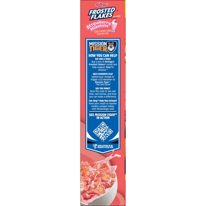 Kellogg's Frosted Flakes Breakfast Cereal, Kids Cereal, Family Breakfast, Family Size, Strawberry Milkshake, 20.1oz Box (1 Box)