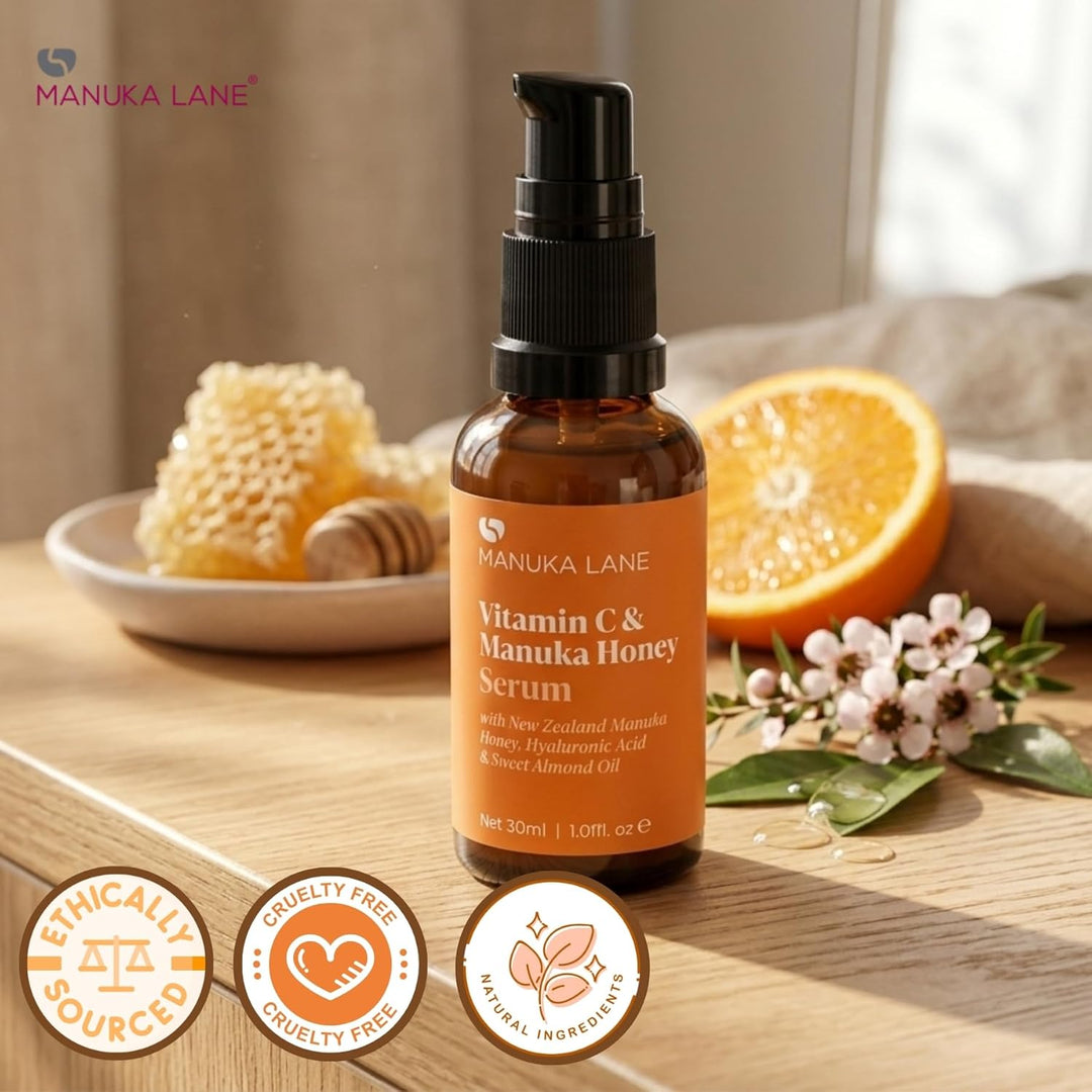 Vitamin C Serum with Hyaluronic Acid - Manuka Honey & Sweet Almond Oil
