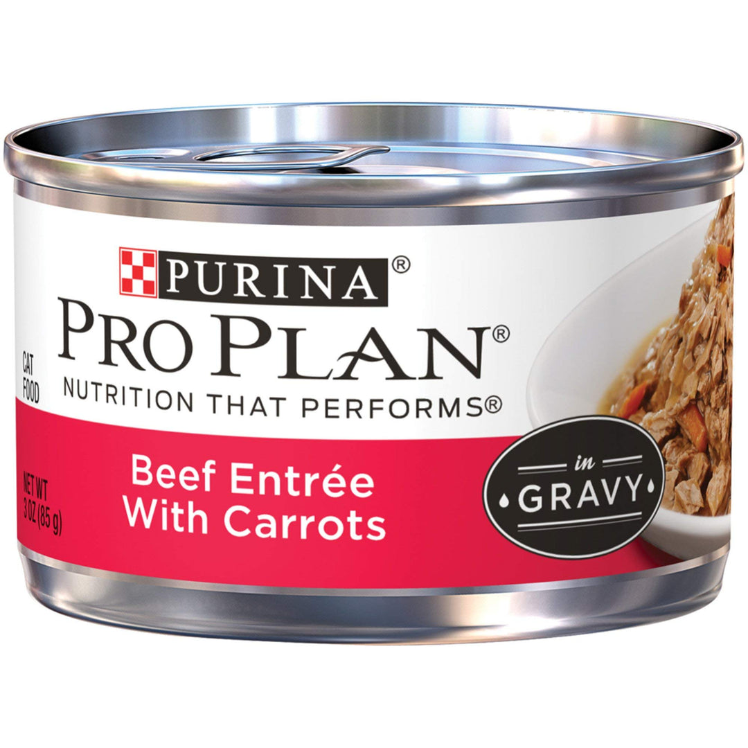 Purina Pro Plan High Protein Cat Food Wet Gravy, Beef and Carrots Entree - (Pack of 24) 3 oz. Pull-Top Cans