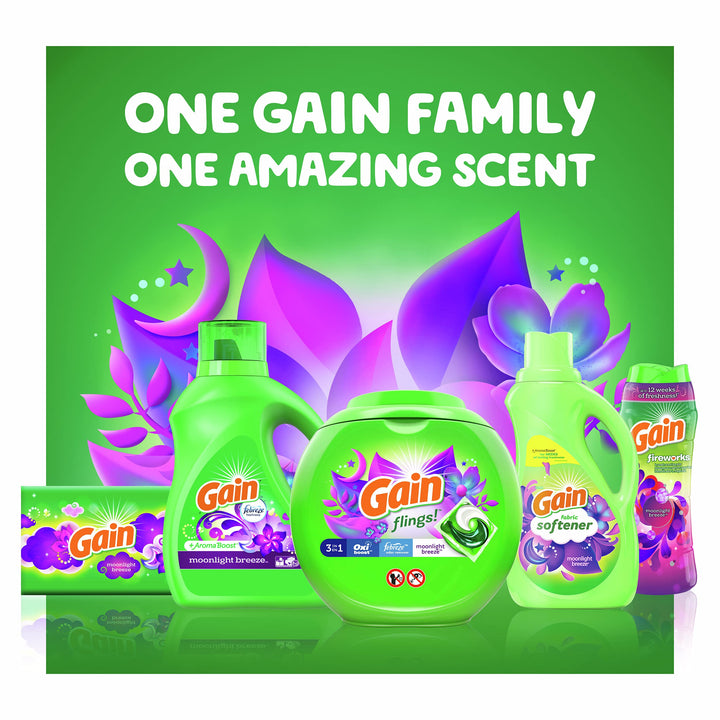 Gain flings! Liquid Laundry Detergent Pacs, Moonlight Breeze, 42 Count