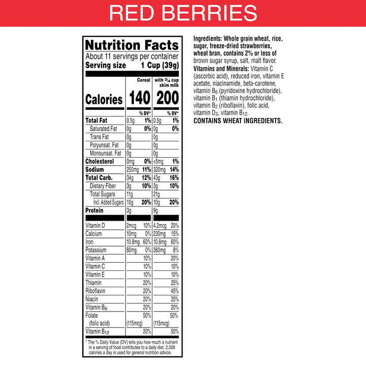 Kellogg's Special K Breakfast Cereal, Fiber Cereal, Family Breakfast, Family Size, Red Berries, 15.6oz Box (1 Box)