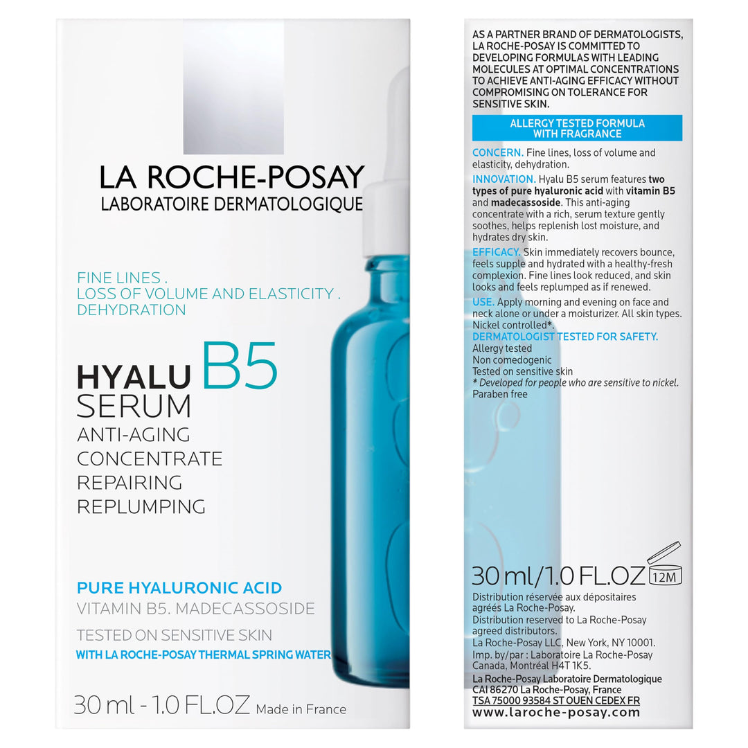 La Roche-Posay Hyalu B5 Pure Hyaluronic Acid Serum for Face | Vitamin B5 + Hyaluronic Acid + Madecassoside | Hydrating Serum Visibly Plumps Skin | Sensitive Skin Safe | Anti Aging Serum | Oil-Free