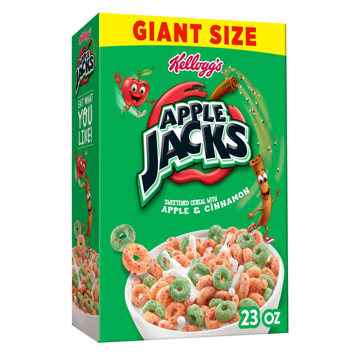 Kellogg’s Apple Jacks Breakfast Cereal, Kids Snacks, Family Breakfast, Giant Size, Original, 23oz Box (1 Box)