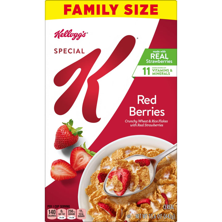 Kellogg's Special K Breakfast Cereal, Fiber Cereal, Family Breakfast, Family Size, Red Berries, 15.6oz Box (1 Box)