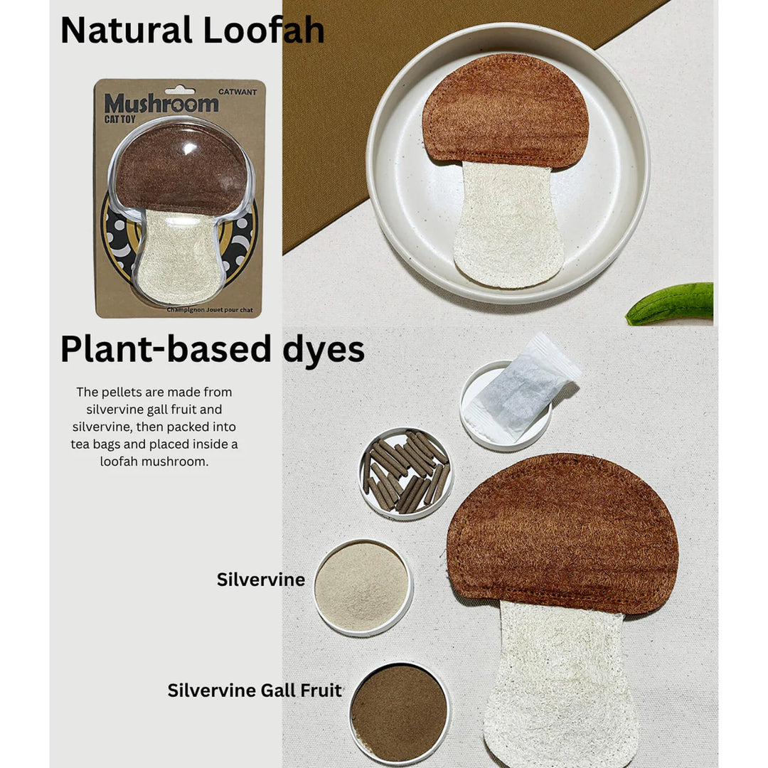 Veggie Loofah Cat Toys - Mushroom