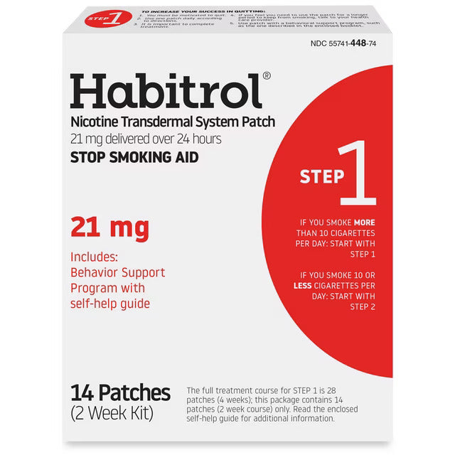 Habitrol Nicotine Transdermal System Patch (Step 1), Stop Smoking Aid (21 mg) 14 Patches (2 Week Kit)