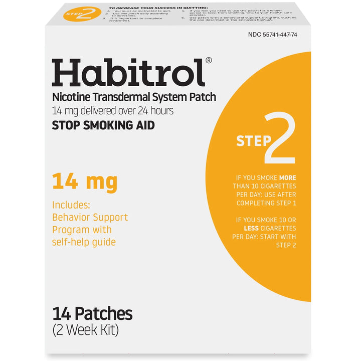 Habitrol Nicotine Transdermal System Patch (Step 2) Stop Smoking Aid (14 mg) 14 Patches (2 Week Kit)