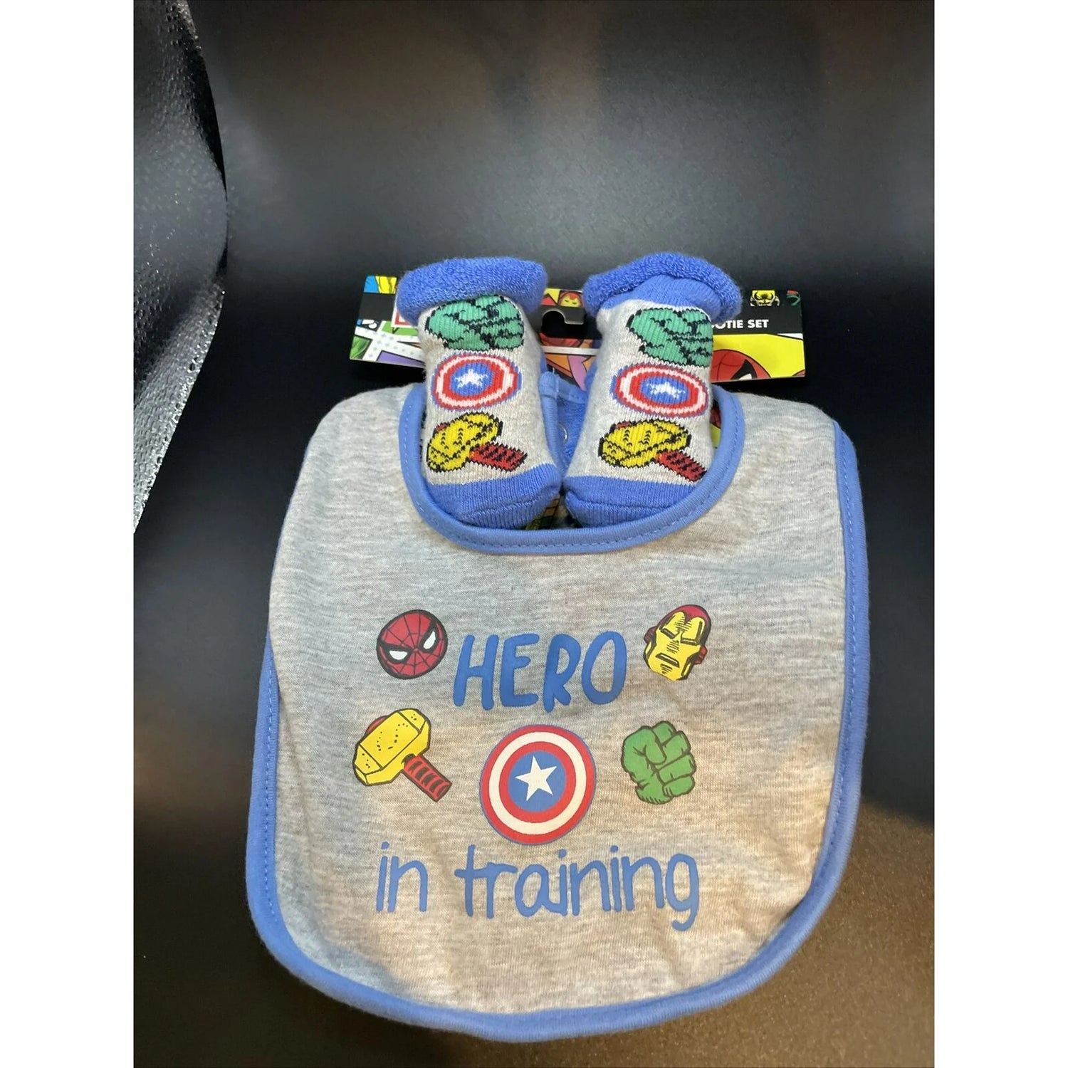 Marvel Baby Boys Booties and Bib Gift Set