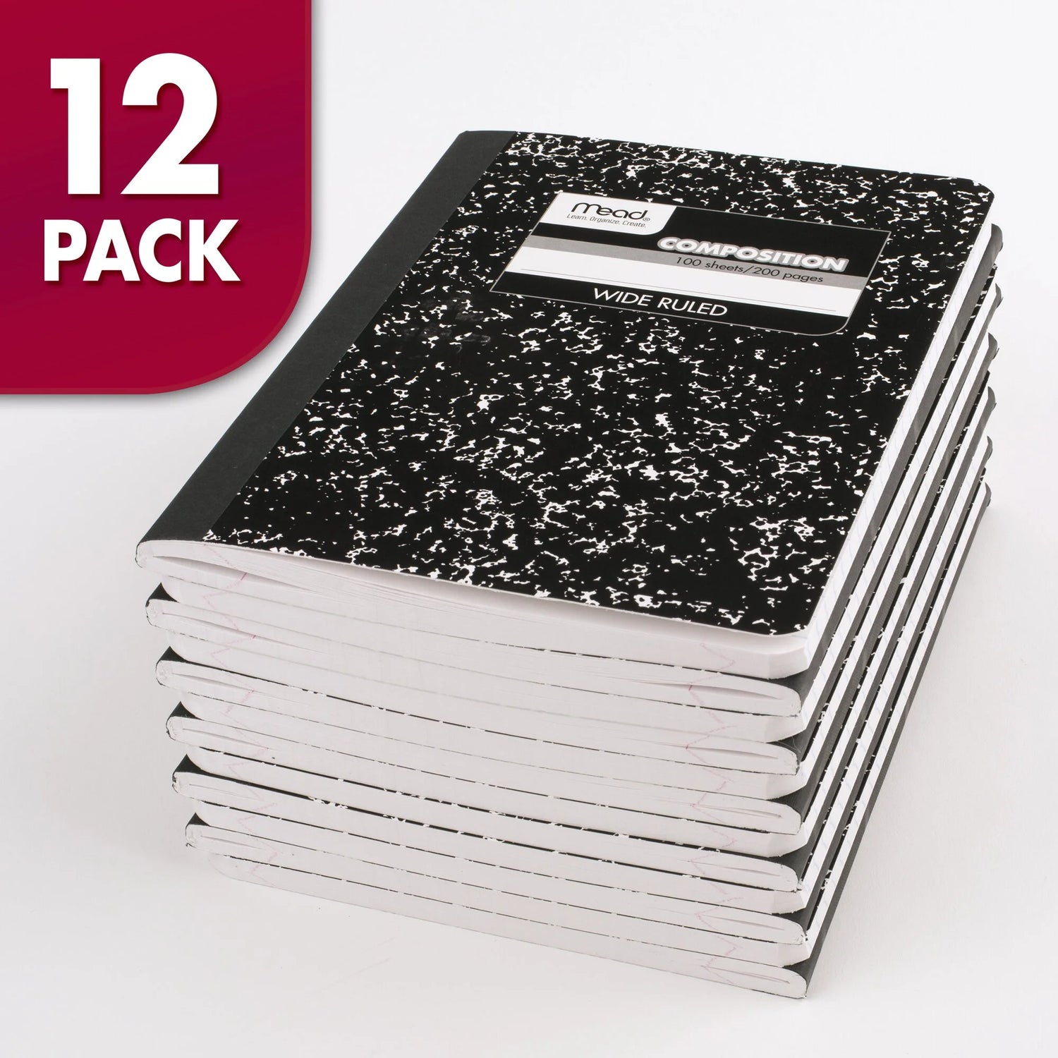 Wide Ruled Black Marble Book