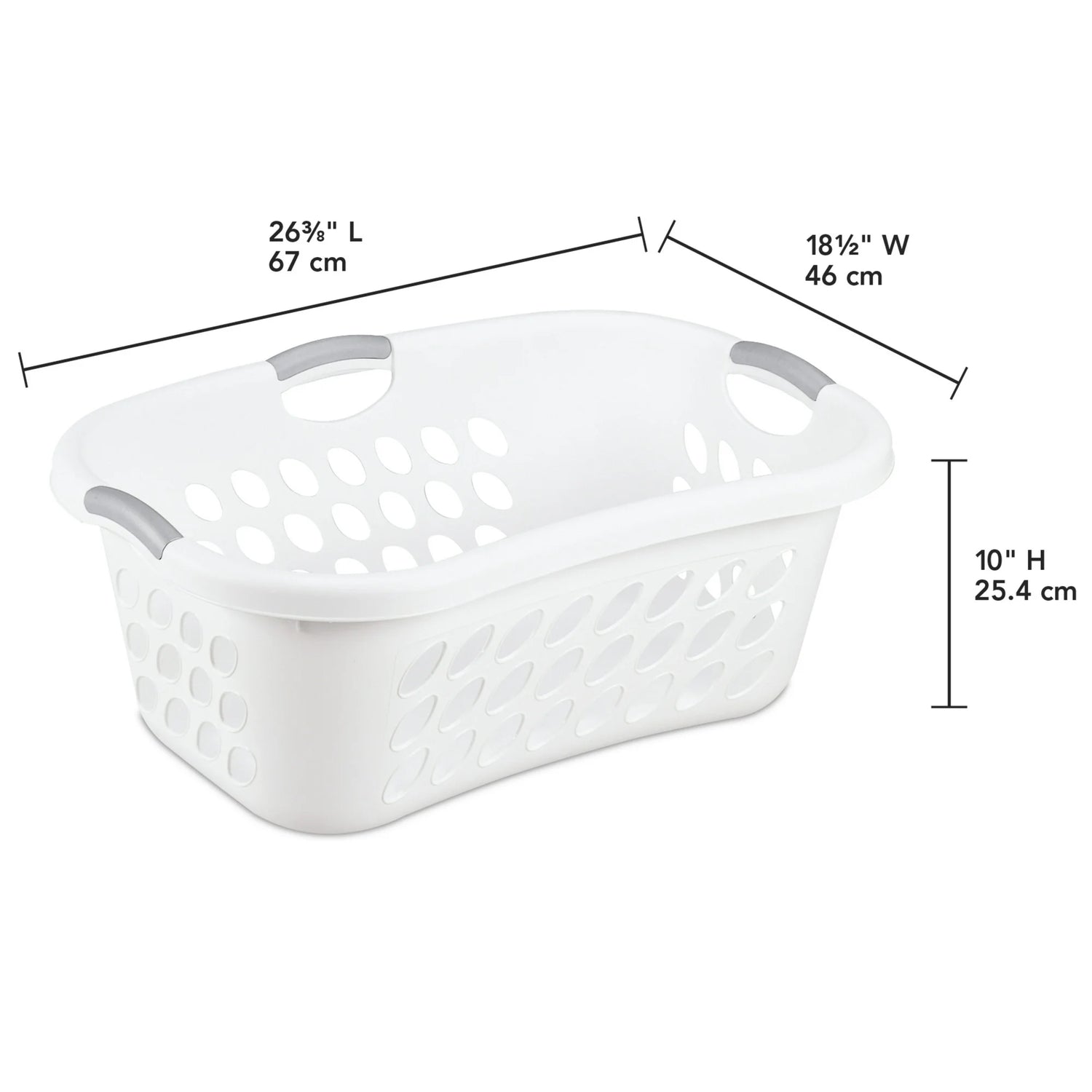 Laundry Basket Plastic, White