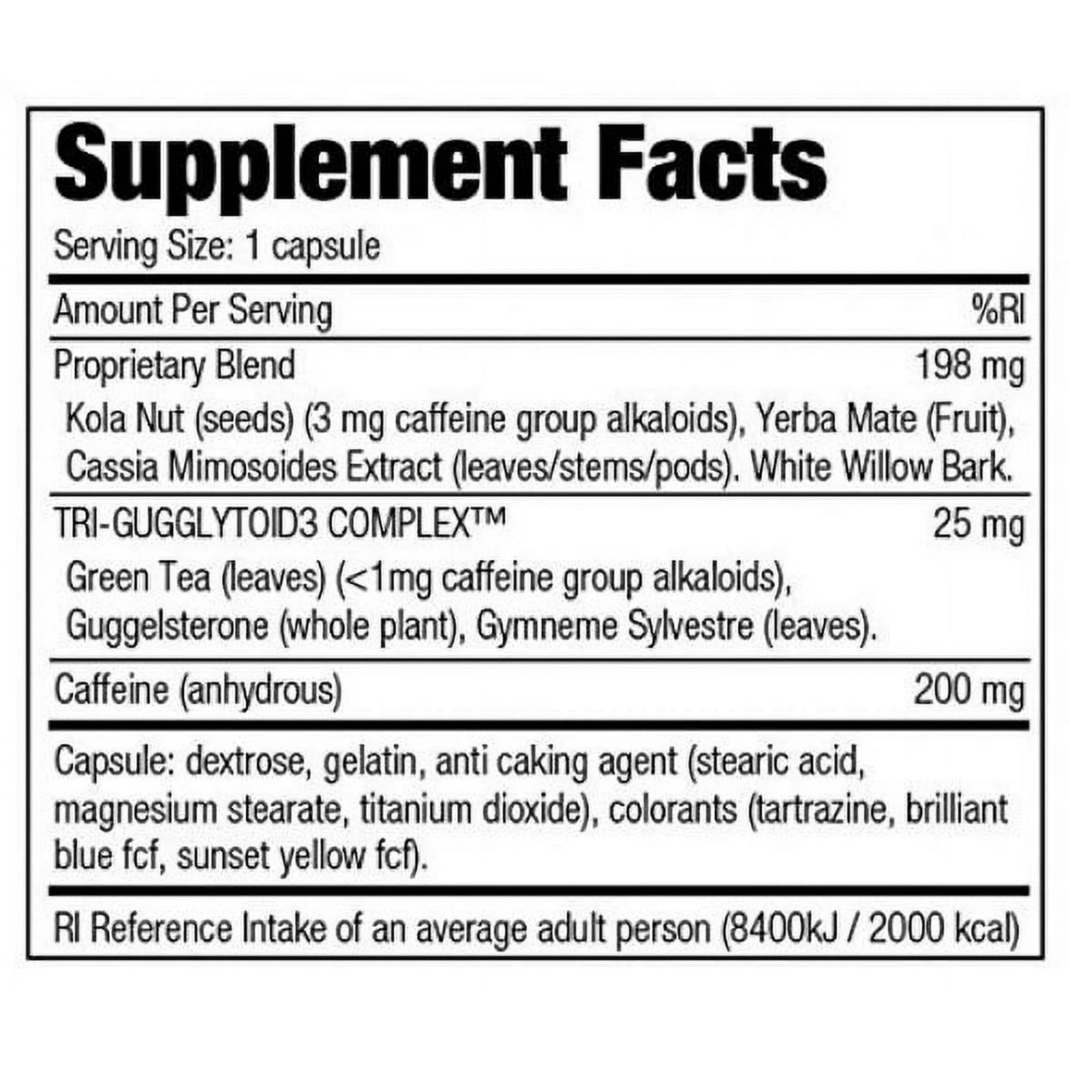 Weight Loss & Energy Support Supplement 100 Capsules