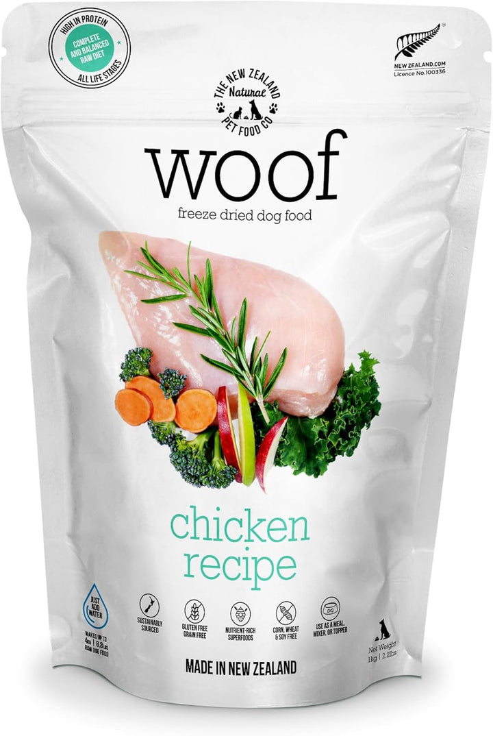 WOOF Chicken Recipe Freeze-Dried Dog Food, High Protein 2.2 lb