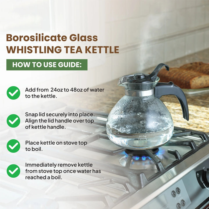 Glass Stove Top Whistling Tea Kettle