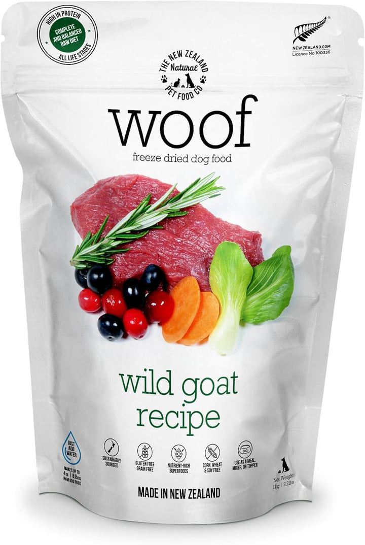 WOOF Wild Goat Recipe Freeze-Dried Dog Food, High Protein 2.2 lb