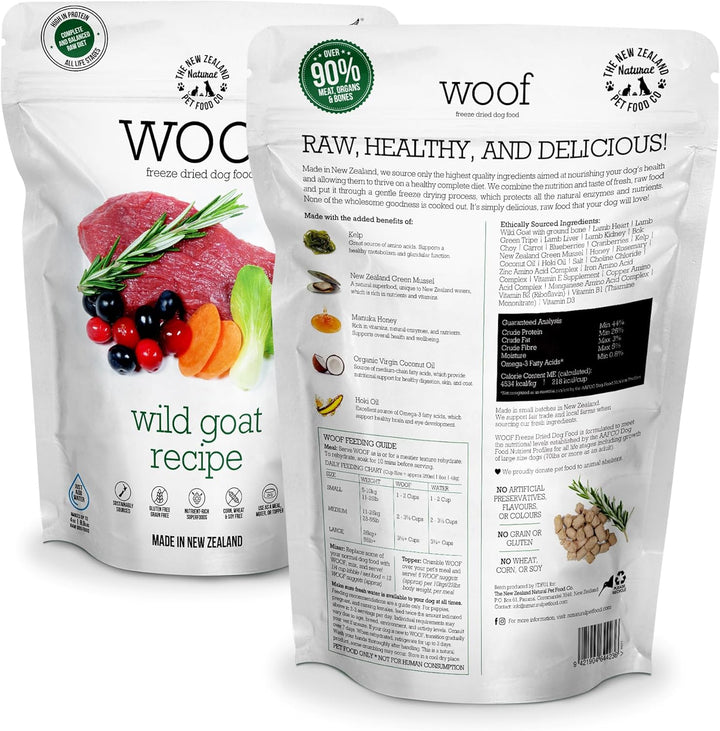 WOOF Wild Goat Recipe Freeze-Dried Dog Food, High Protein 2.2 lb