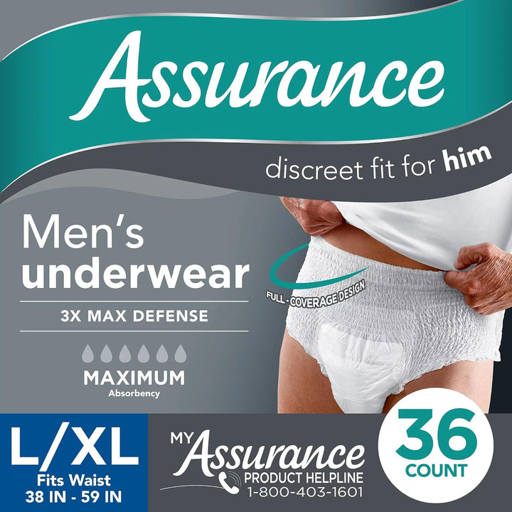 Men's Underwear L/XL Maximum Absorbency (36 Count)